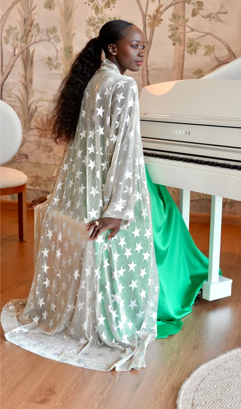 Janara Jones  Green Satin Mariella Dress for Women | Best Price UAE